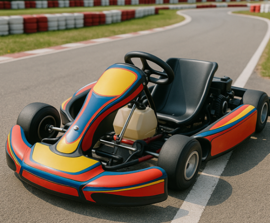 Go-Kart auf Rennstrecke ohne Fahrer